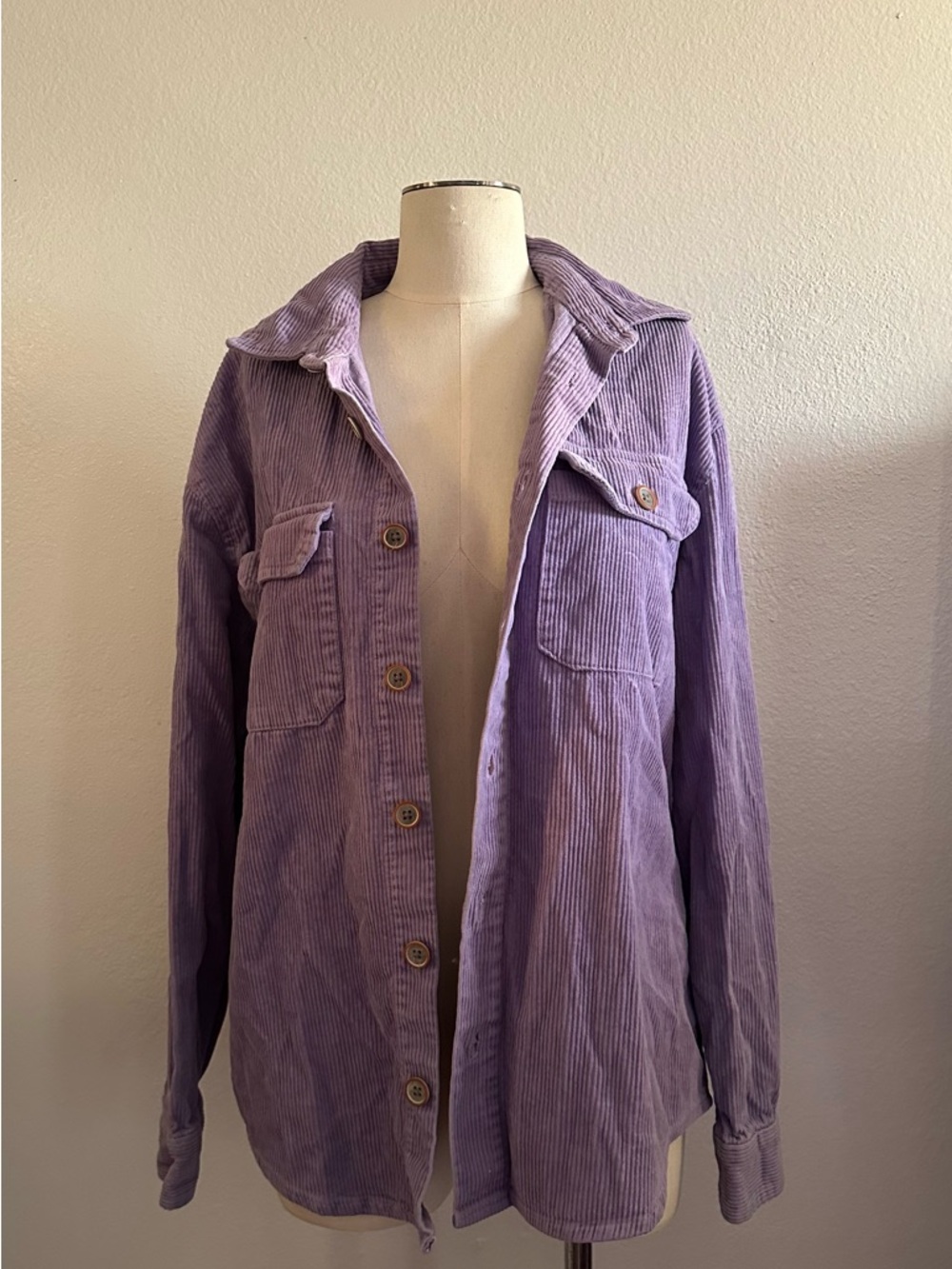 Forever 21 Lavender Corduroy Button-Down Shirt Jacket